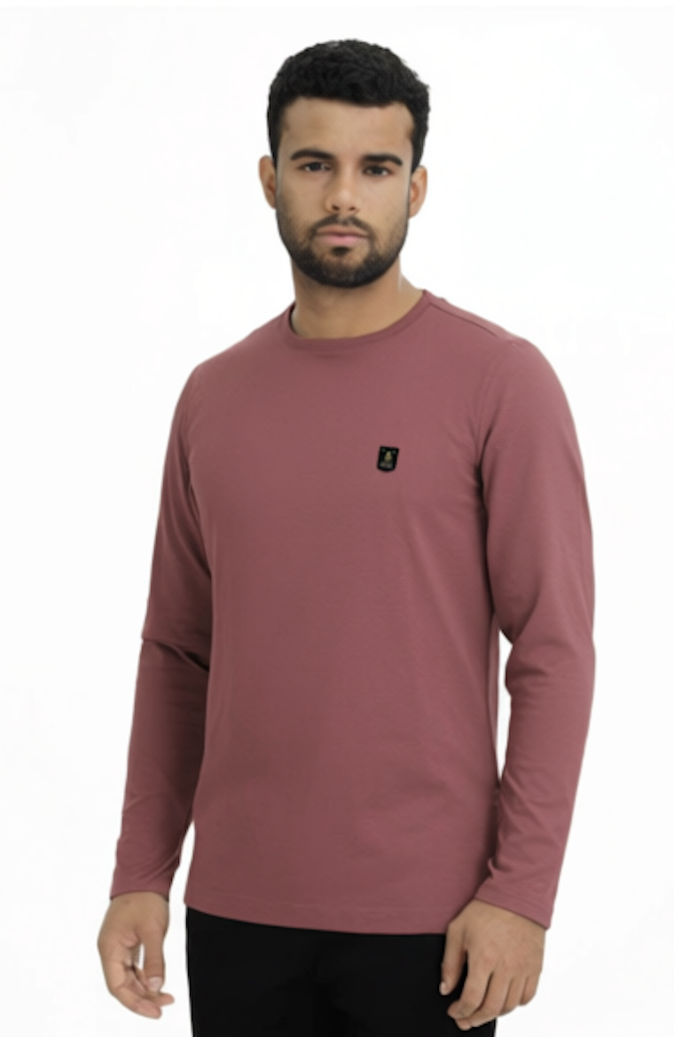 Men Solid Round Neck Polyester Pink Tees
