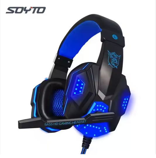 SY830 Wired Stereo Headphone - Noise Cancelling Gamer Headset with LED Lights & Mic