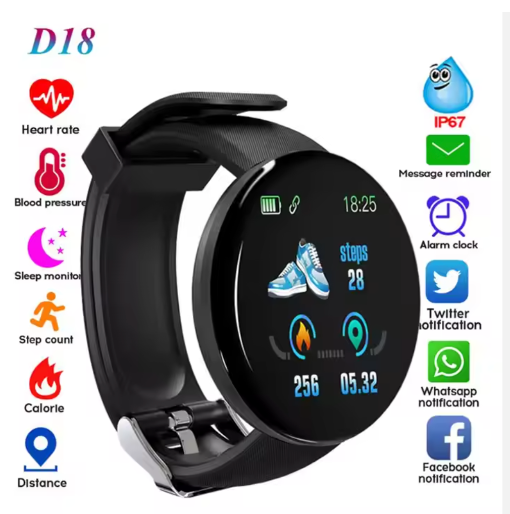 D18 Digital Sport Waterproof Smartwatch