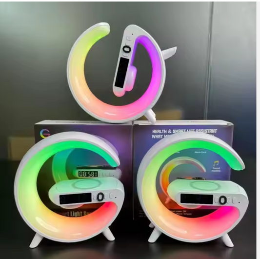 Portable Smart Loudspeaker Enclosure Speaker with Wireless Charger & RGB LED Lamp
