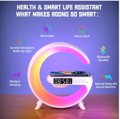 Portable Smart Loudspeaker Enclosure Speaker with Wireless Charger & RGB LED Lamp