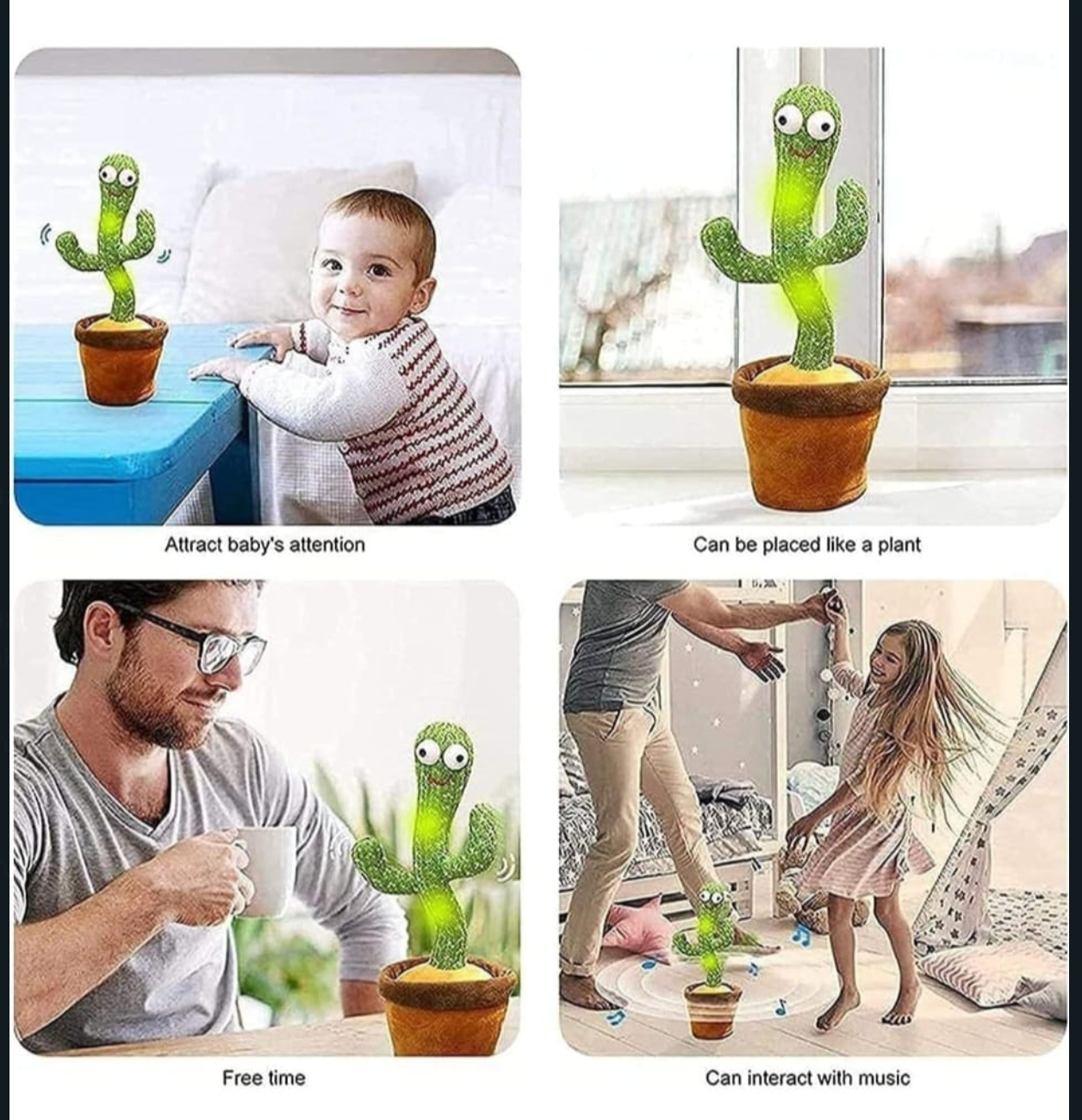 Cactus Dancing Talking Baby Toys for Kids Speaking Singing