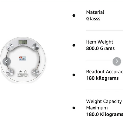 Weight Machine for Body Weight Thick Tempered Glass LCD Display With 180 Kg