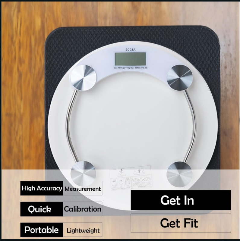 Weight Machine for Body Weight Thick Tempered Glass LCD Display With 180 Kg