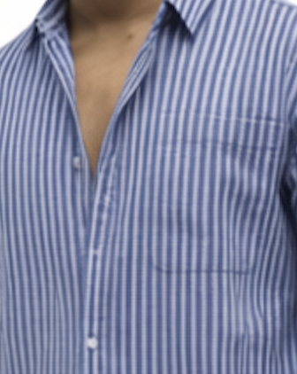 Men Spread Collar Vertical Striped Cotton Casual Shirt