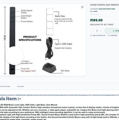 Sound Control Light Wireless