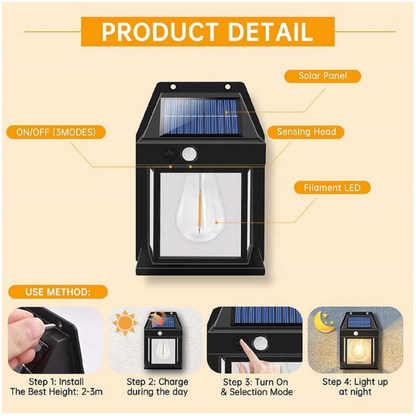 Solar Wall Lights Single Bulb Outdoor