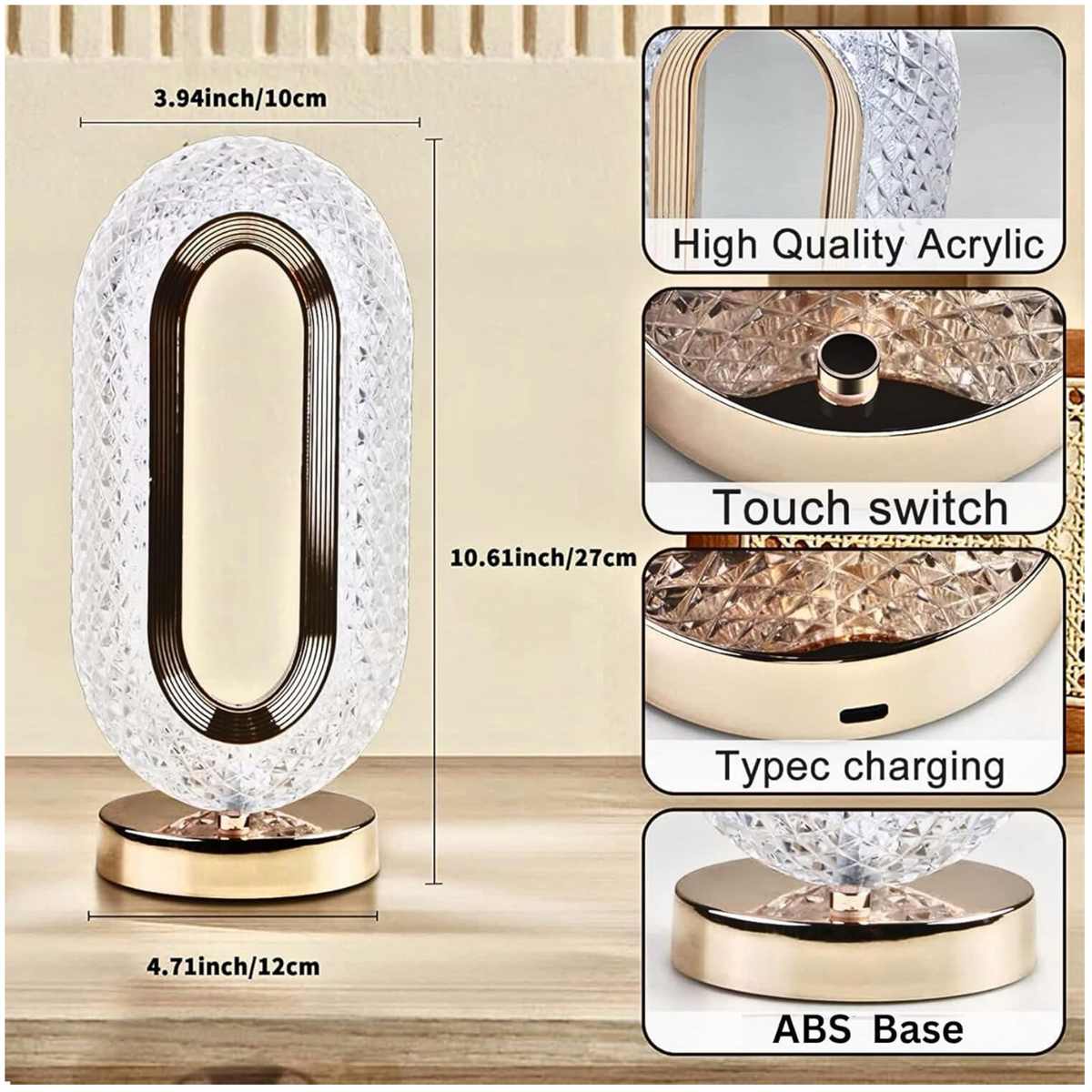 Crystal Table Lamp Touch Control M1