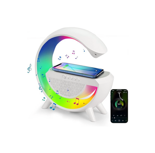 G-Shape RGB LED Lamp with Bluetooth Speaker & Wireless Charger