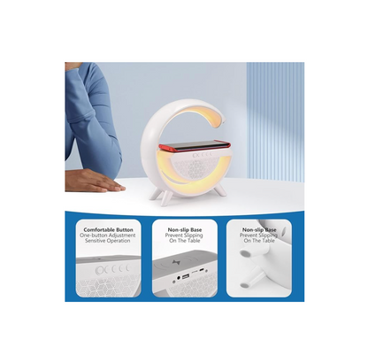 G-Shape RGB LED Lamp with Bluetooth Speaker & Wireless Charger