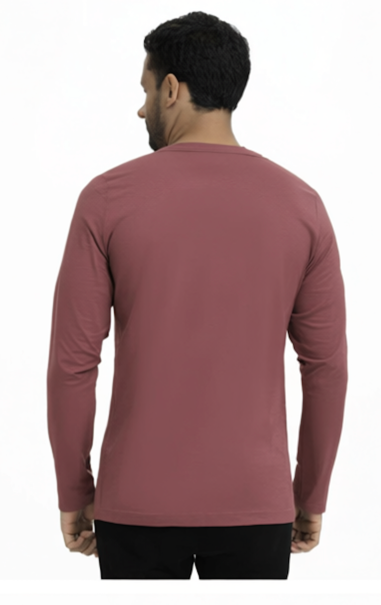 Men Solid Round Neck Polyester Pink Tees