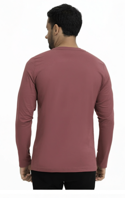 Men Solid Round Neck Polyester Pink Tees