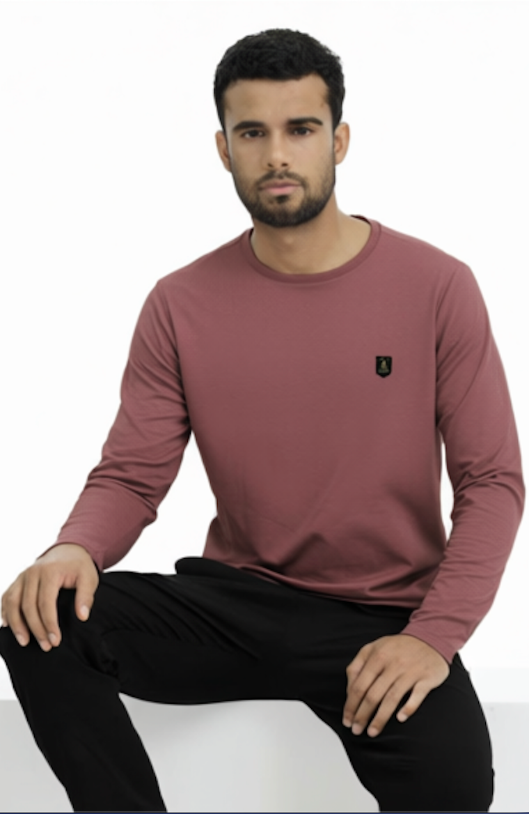 Men Solid Round Neck Polyester Pink Tees