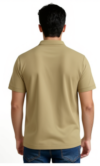 Men Checkered Zip Neck Cotton Blend Tees – Brown & White